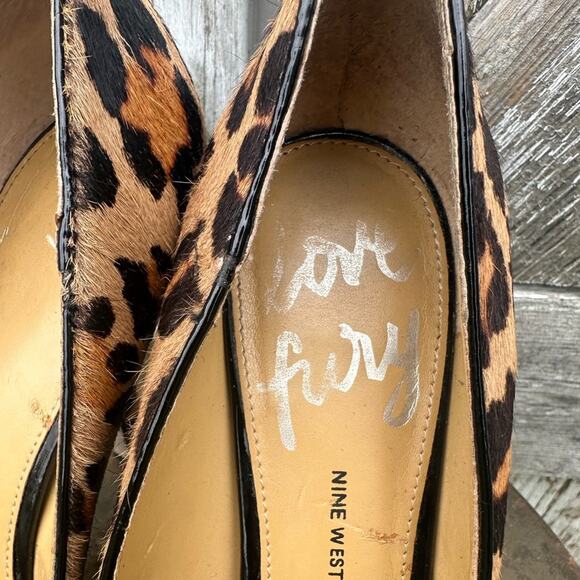 NINE WEST brown and tan leather leopard print pumps heels #animalprint - Picture 8 of 12
